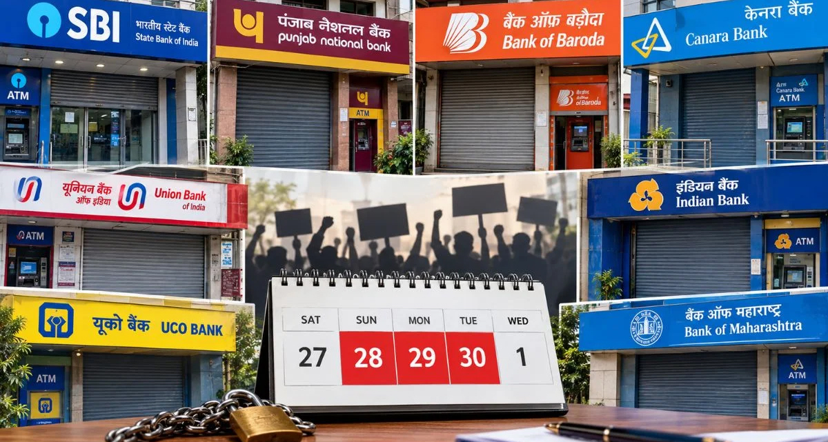 देशभर में 28 से 30 सितंबर तक बैंकों की हड़ताल: जानिए किन सेवाओं पर पड़ेगा असर