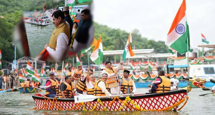 भोपाल: तालाब में बना देश का पहला फ्लोटिंग तिरंगा; CM मोहन यादव ने की MP में UCC लागू करने की बड़ी घोषणा