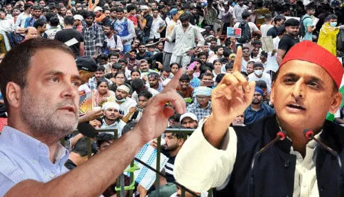 प्रदर्शन के दौरान महिला के साथ मारपीट का वीडियो वायरल होने पर अखिलेश और राहुल ने सरकार को घेरा