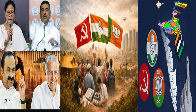 पश्चिम बंगाल से केरल तक नारों का रण: चुनावी चौसर पर जब 'कैचलाइन' बन गई जीत का मंत्र,अंतिम परिणाम कल