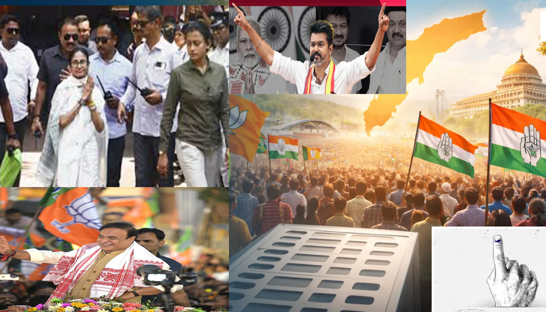 चुनावी महासंग्राम 2026: तीन राज्यों में कल मतदान, बंगाल में ममता का नामांकन और तमिलनाडु में 'फ्री बस' पर आर-पार