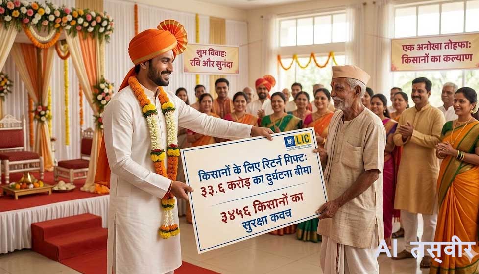शादी में अनोखा रिटर्न गिफ्ट! दूल्हे के परिवार ने पूरे गांव के 3,465 किसानों को दिया ₹33.6 करोड़ का दुर्घटना बीमा