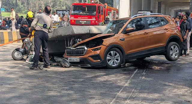 मुंबई के मुलुंड में बड़ा हादसा: निर्माणाधीन मेट्रो पिलर का हिस्सा गिरने से एक की मौत, कई गाड़ियाँ मलबे में दबीं