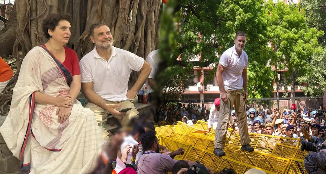  6 घंटे से पेड़ के नीचे धरने पर डटे राहुल और प्रियंका गांधी, बोले—'मुख्य चुनाव आयुक्त को मिलना ही होगा'
