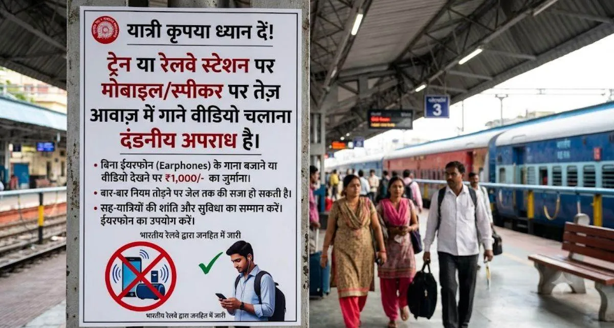 ट्रेनों और स्टेशनों पर मोबाइल पर तेज आवाज में गाने-वीडियो चलाना पड़ेगा भारी, 5000 तक का जुर्माना और जेल!