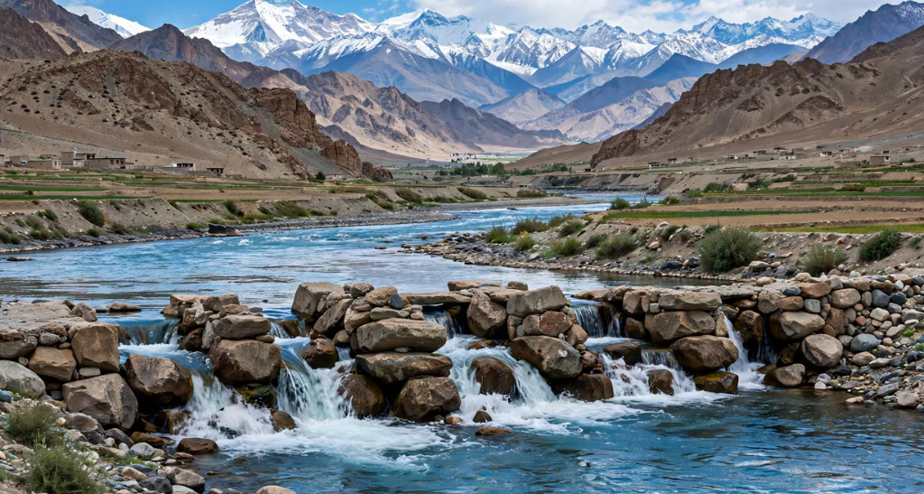 लद्दाख में सिंधु के प्रवाह पर भारत का बड़ा दांव: बिना सीमेंट-कंक्रीट बना पत्थरों का बांध, बंजर खेतों को मिलेगा 4 करोड़ लीटर पानी